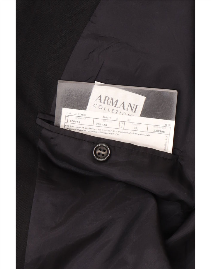 ARMANI COLLEZIONI Mens 2 Button Blazer Jacket IT 48 Medium Black Striped