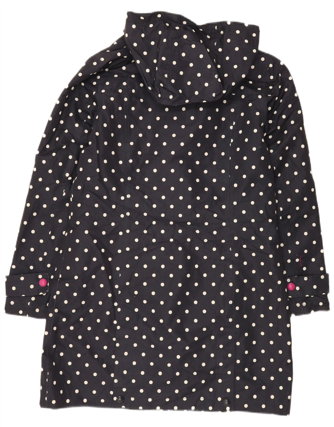 JOULES Dame Oversized Windbreaker Coat UK 10 Small Navy Blue Polka Dot