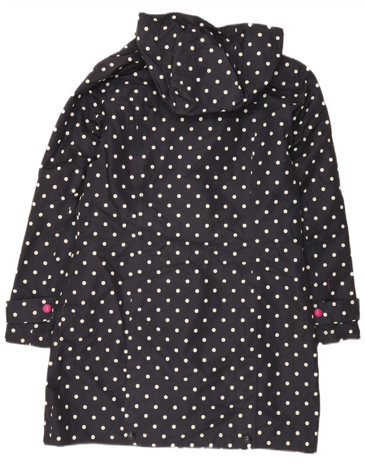 JOULES Dame Oversized Windbreaker Coat UK 10 Small Navy Blue Polka Dot