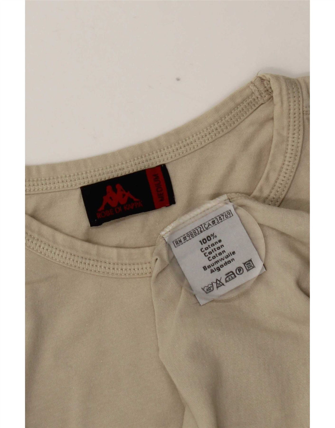 Kappa T-Shirt Top UK 14 Medium Beige Bomuld