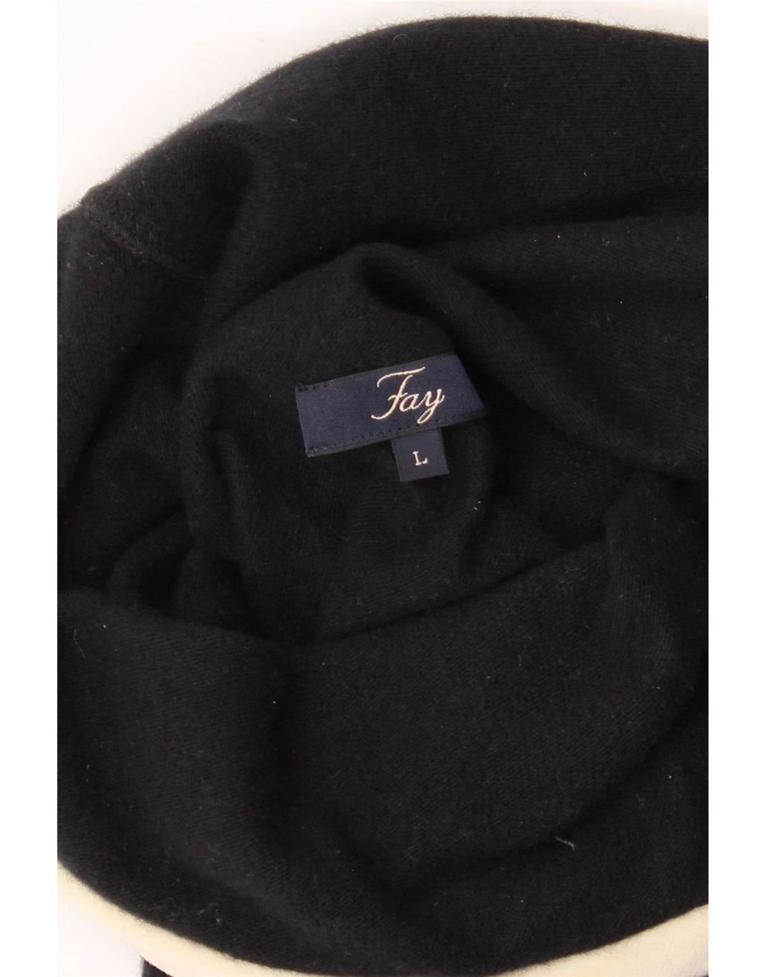 Fay Dame Roll Neck Jumper Sweater UK 14 Large Navy Blue Colourblock