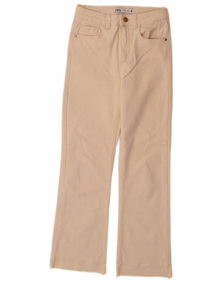 Zara Dame Bootcut Jeans EU 34 2XS W24 L28 Off White Bomuld