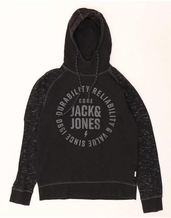Jack & Jones Grafisk hættetrøje til mænd Medium Sort Flecked Bomuld