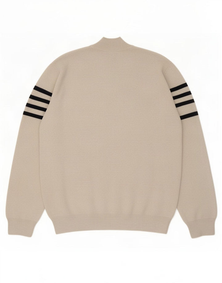 Marks & Spencer Herre sweater med rund hals XL Beige stribet polyester