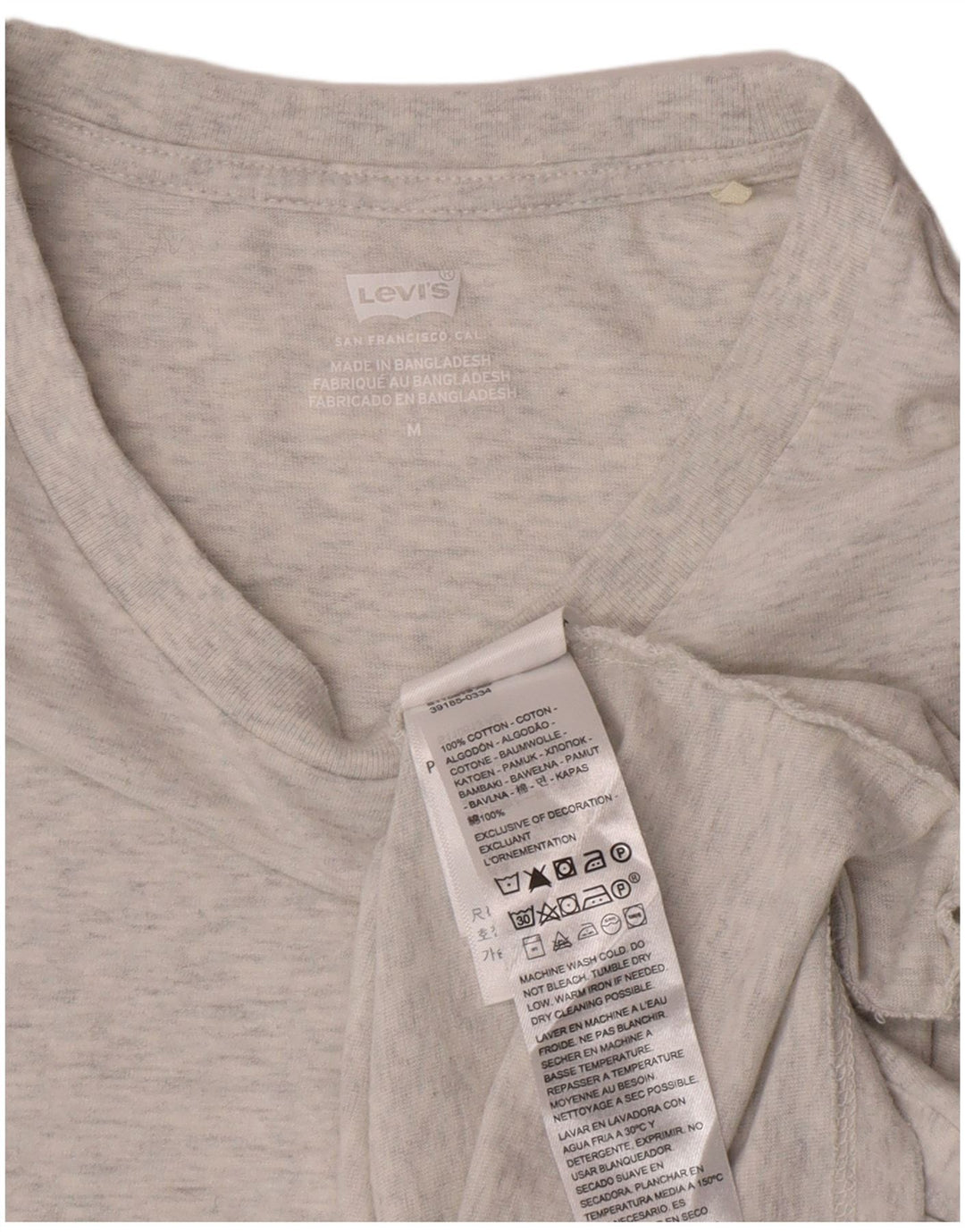 Levi's Dame T-Shirt Top UK 12 Medium Grå Bomuld