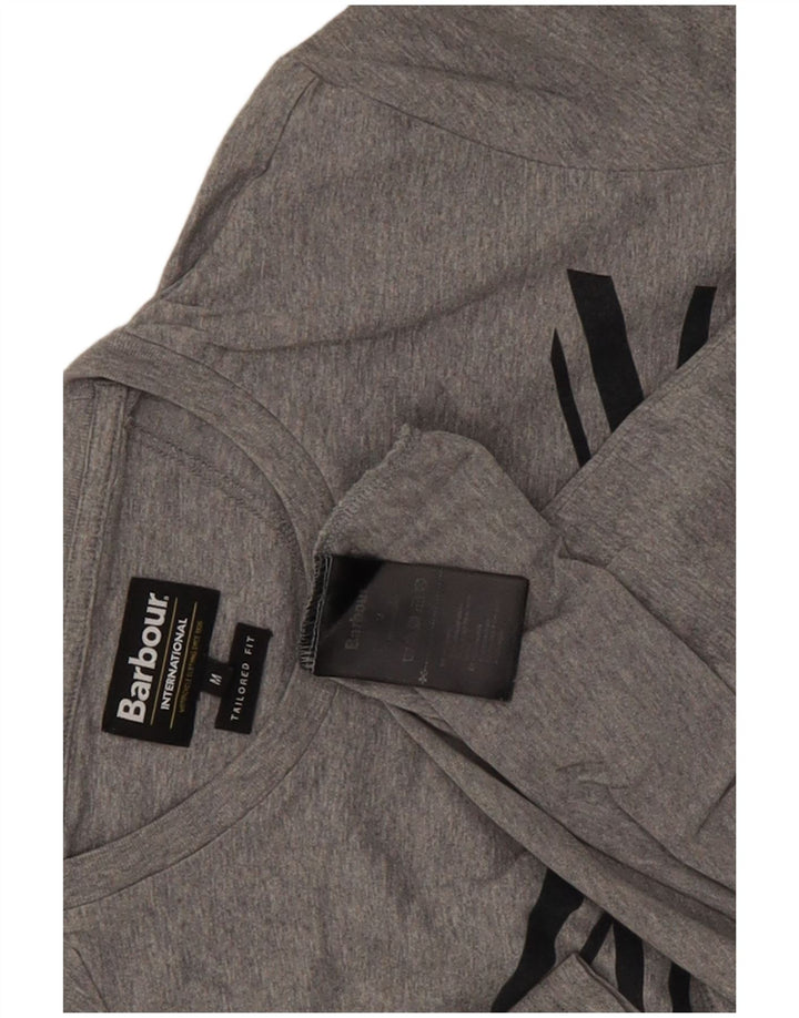 Barbour Herre Skræddersyet Fit Grafisk T-shirt Top Medium Grey Flecked Bomuld