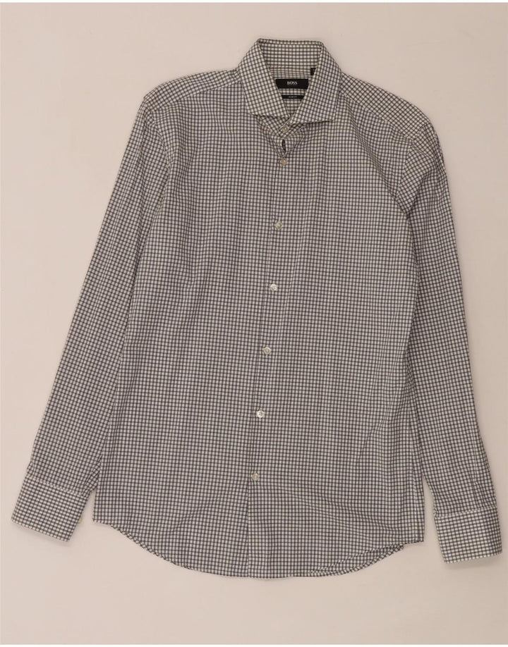 Hugo Boss Herre Slim Fit Skjorte Størrelse 38 15 Medium White Check