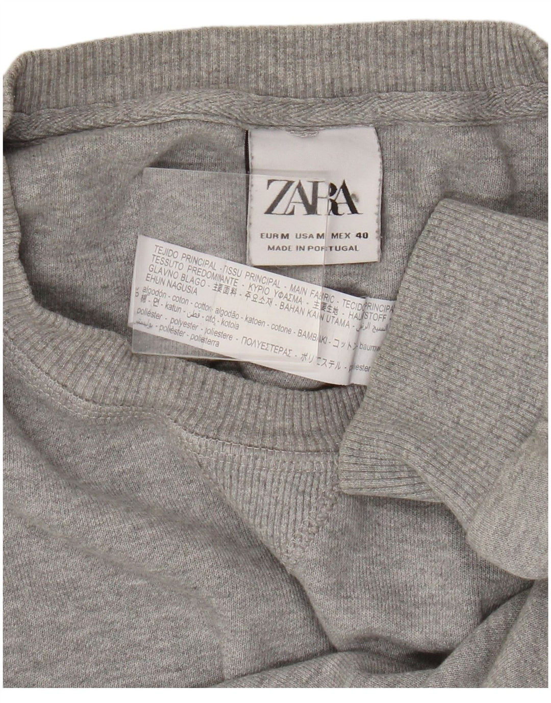 Zara Herre sweater med rund hals, mellemgrå bomuld