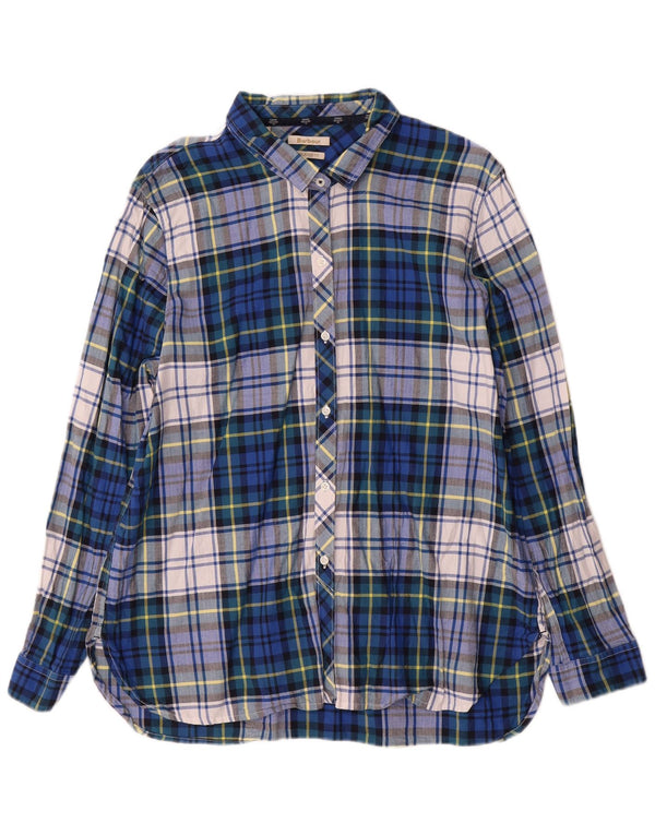 Barbour Dame Relaxed Fit Flanell Shirt UK 18 XL Blå ternet bomuld
