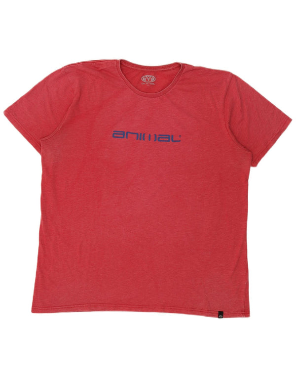 Animal Mens Graphic T-Shirt Top XL Red Cotton