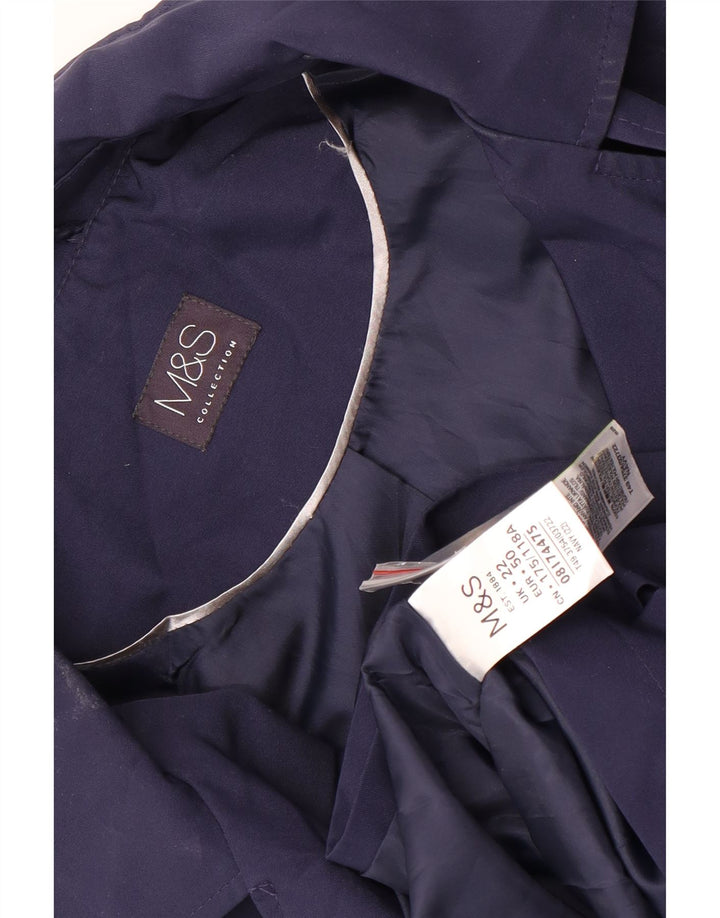 Marks & Spencer Womens Short Trench Coat UK 22 3XL Navy Blue Polyester
