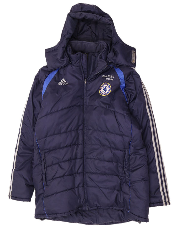 Adidas Herre Chelsea FC Polstret hættejakke UK 46/48 XL Navyblå nylon