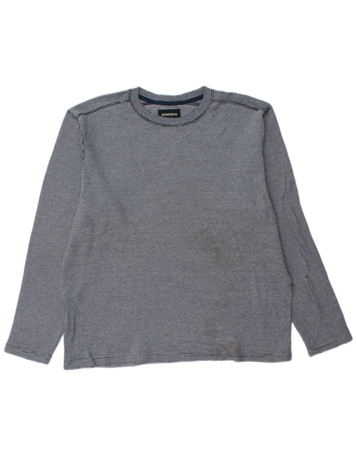 BONOBOS Herre Top Langærmet XL Blå Nålestribet Bomuld