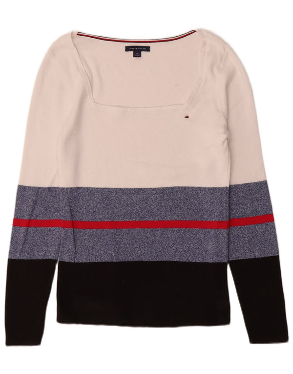 Tommy Hilfiger Dame Boat Neck Jumper Sweater UK 10 Small White