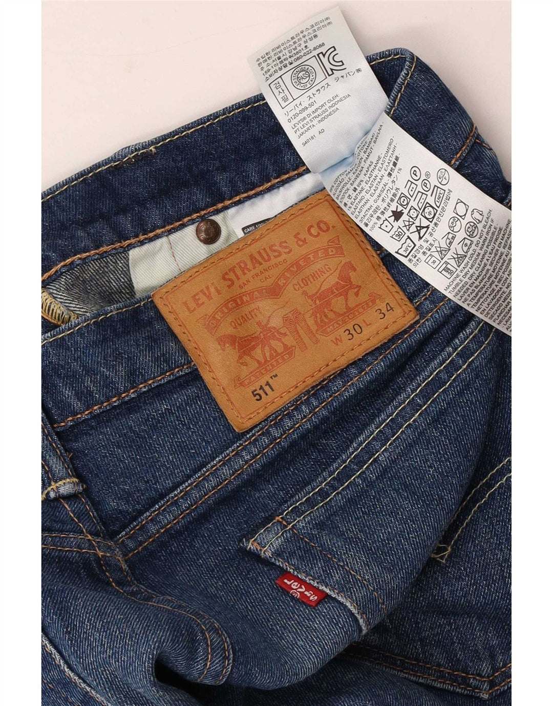 Levi's Herre 511 Slim Jeans W30 L34 Blue Cotton