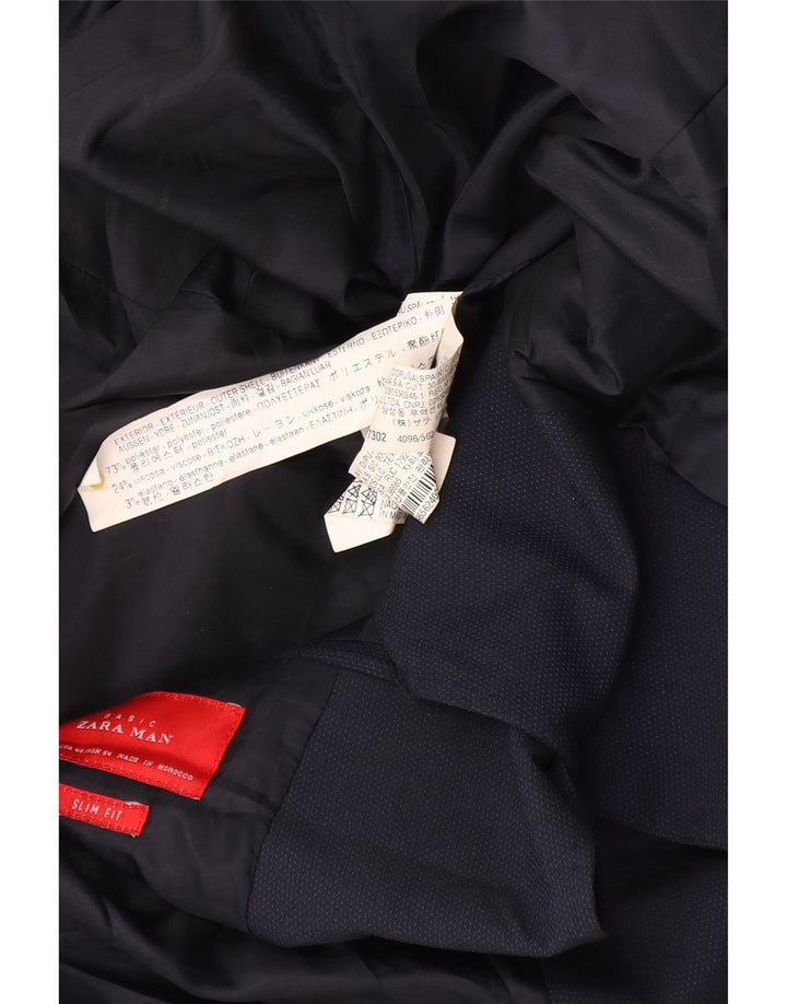 Zara Herre 2-knaps blazerjakke EU 54 XL Marineblå Polyester