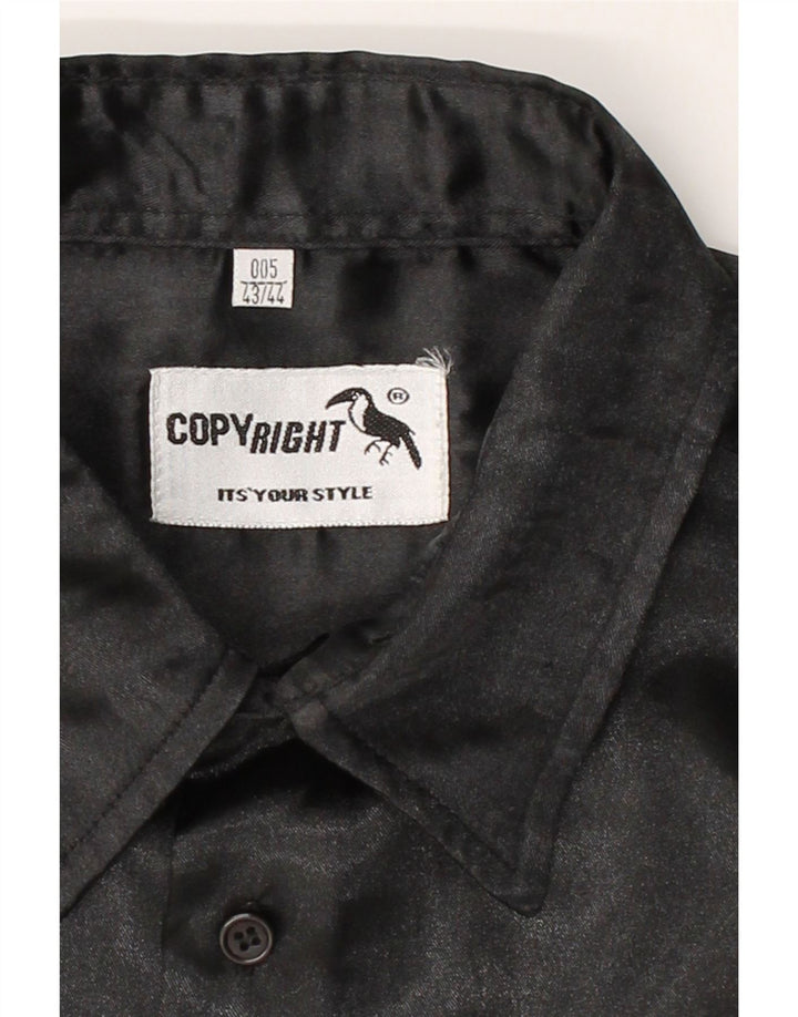 VINTAGE Mens Shirt Size 43/44 Large Black Polyester Vintage Vintage and Second-Hand Vintage from Messina Hembry 