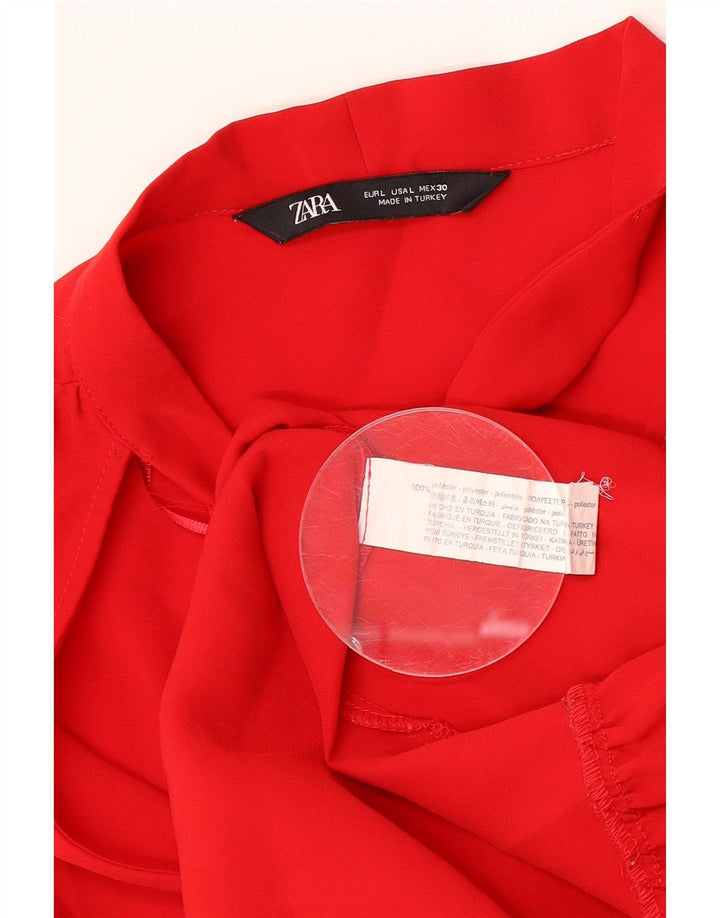 Zara Dame A-Line Kjole UK 16 Stor Rød Polyester