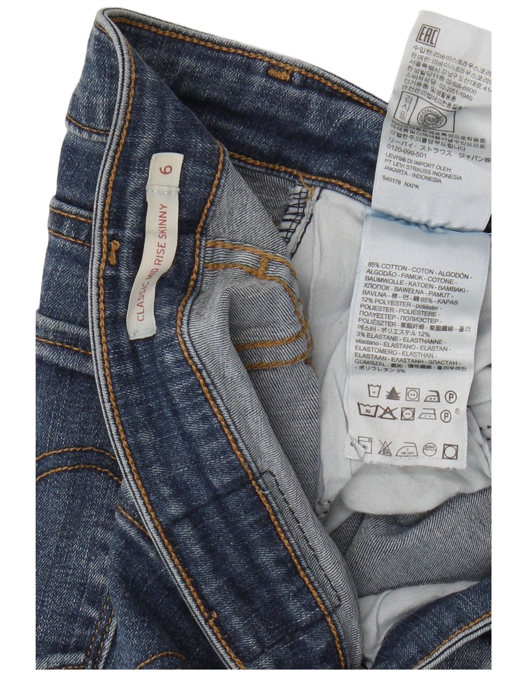 LEVI'S Dame Klassisk Mid Rise Skinny Capri Jeans US 6 Medium W26 L14 Blå