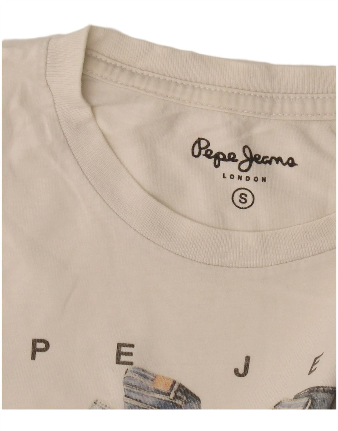 PEPE Jeans Herre grafisk T-shirt Top Small Off White