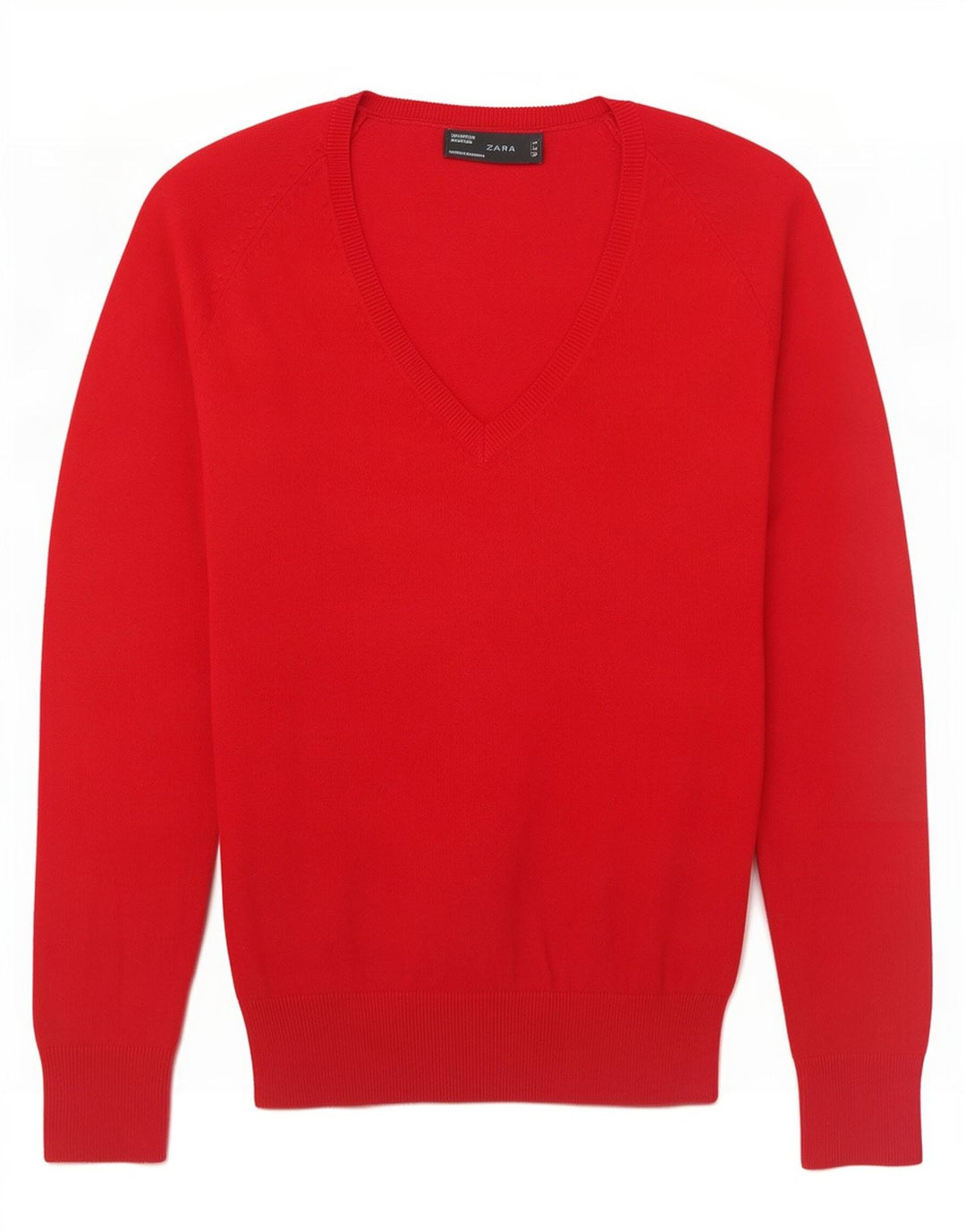Zara Dame V-hals sweater UK 12 Medium Rød