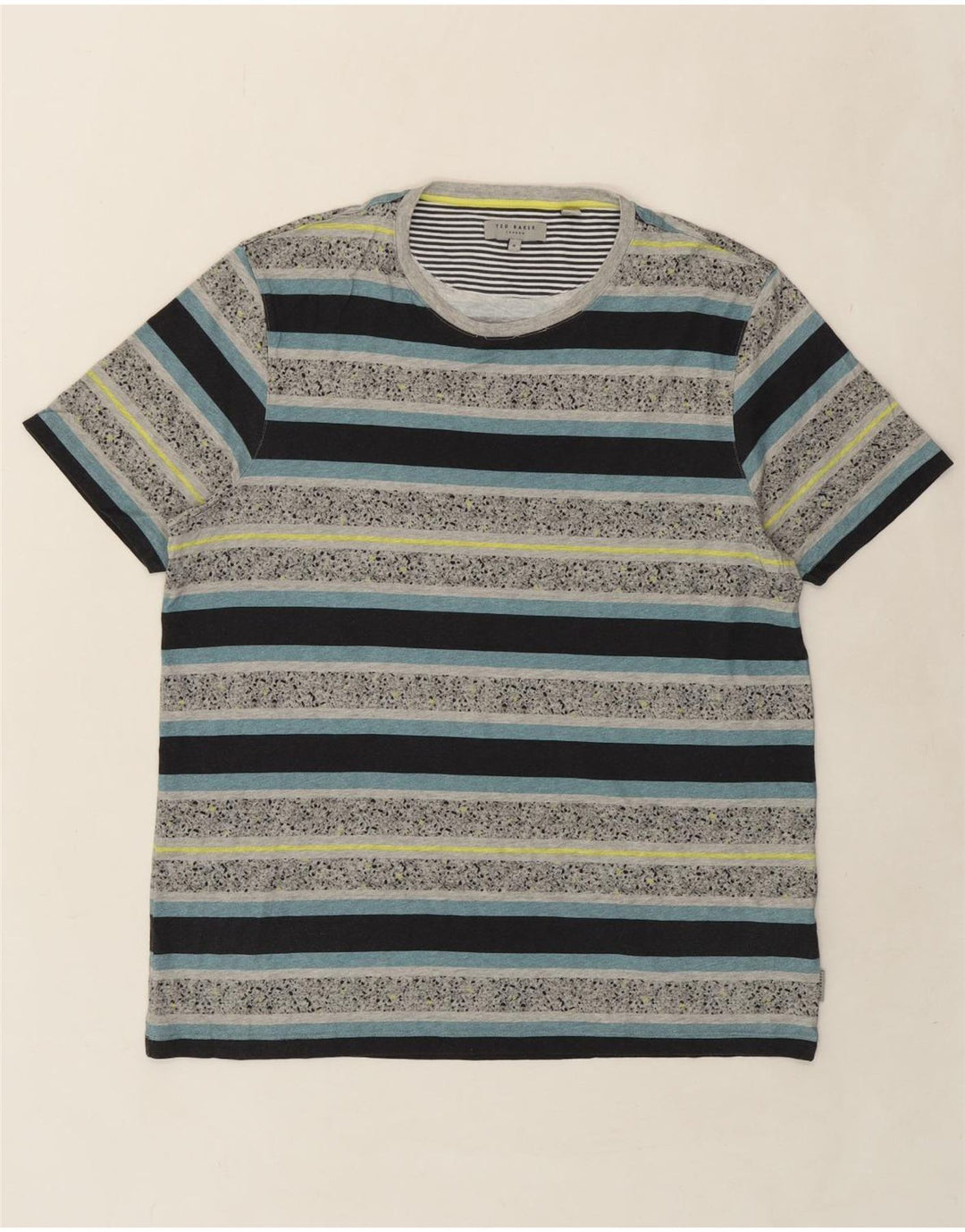 TED BAKER Mens T-Shirt Top Size 5 Large Grey Striped Cotton Vintage Ted Baker and Second-Hand Ted Baker from Messina Hembry 