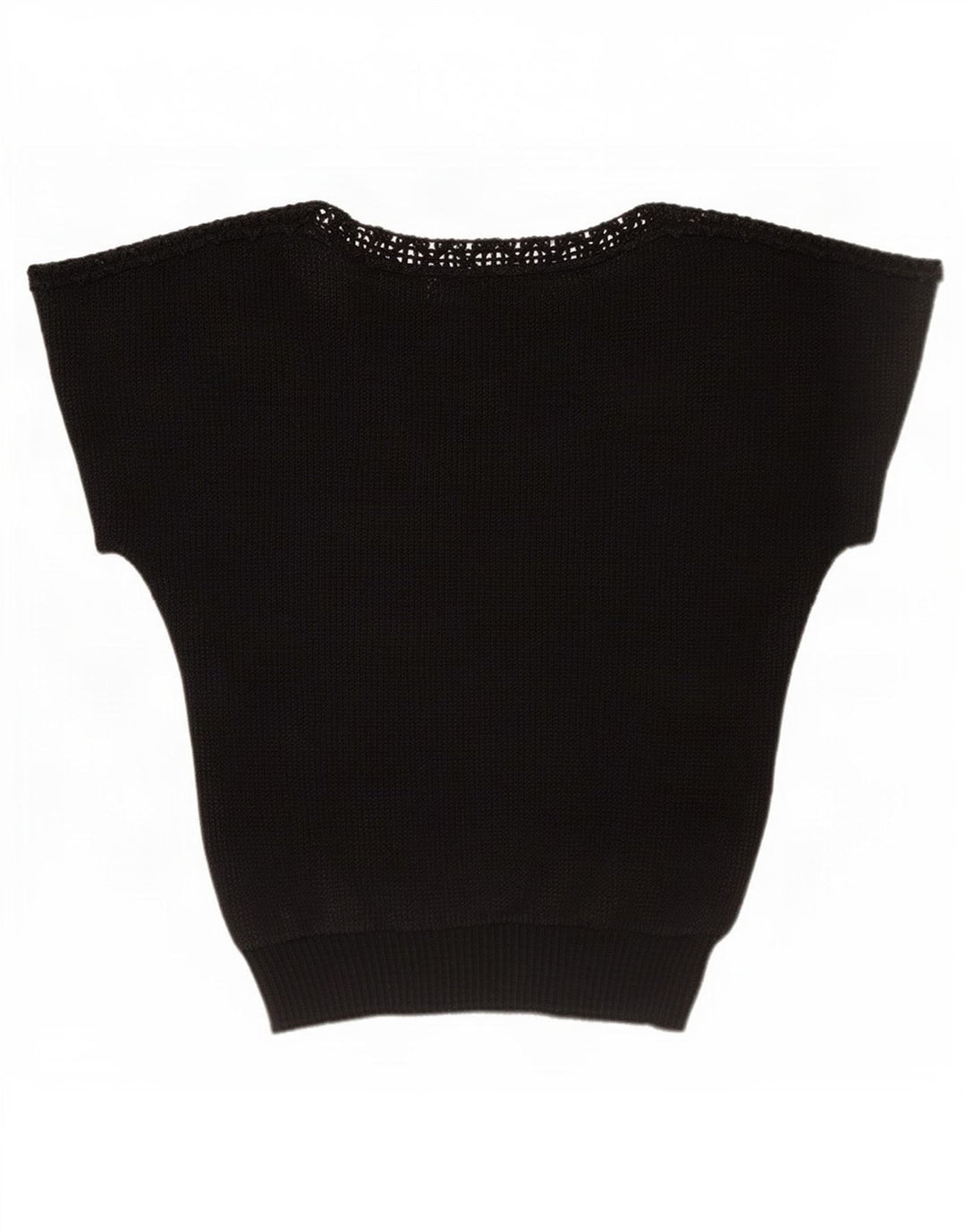 Vintage Dame Crop See Through Batwing Bluse Top IT 42 Medium Black