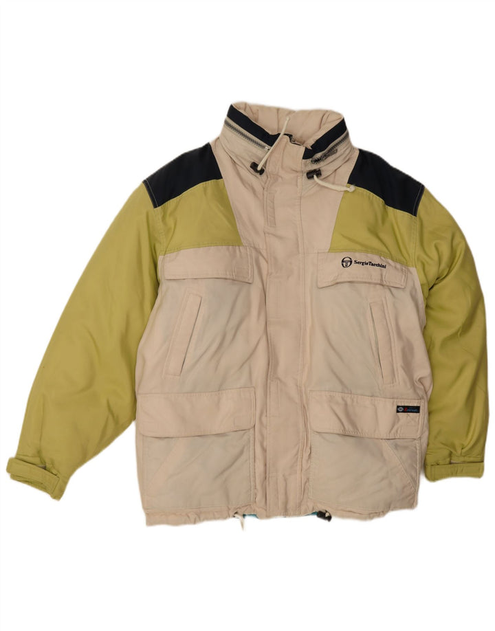 Sergio Tacchini Herre polstret jakke UK 38 Medium Off White Colourblock