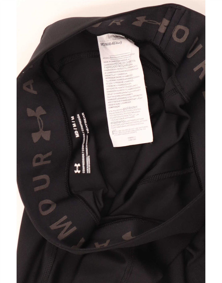 Under Armour Womens Heat Gear Capri Leggings UK 12 Medium Black Polyester