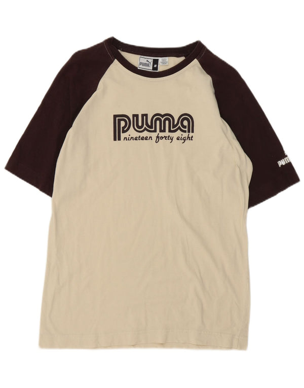 Puma Herre grafisk T-shirt Top Medium White Colourblock Bomuld