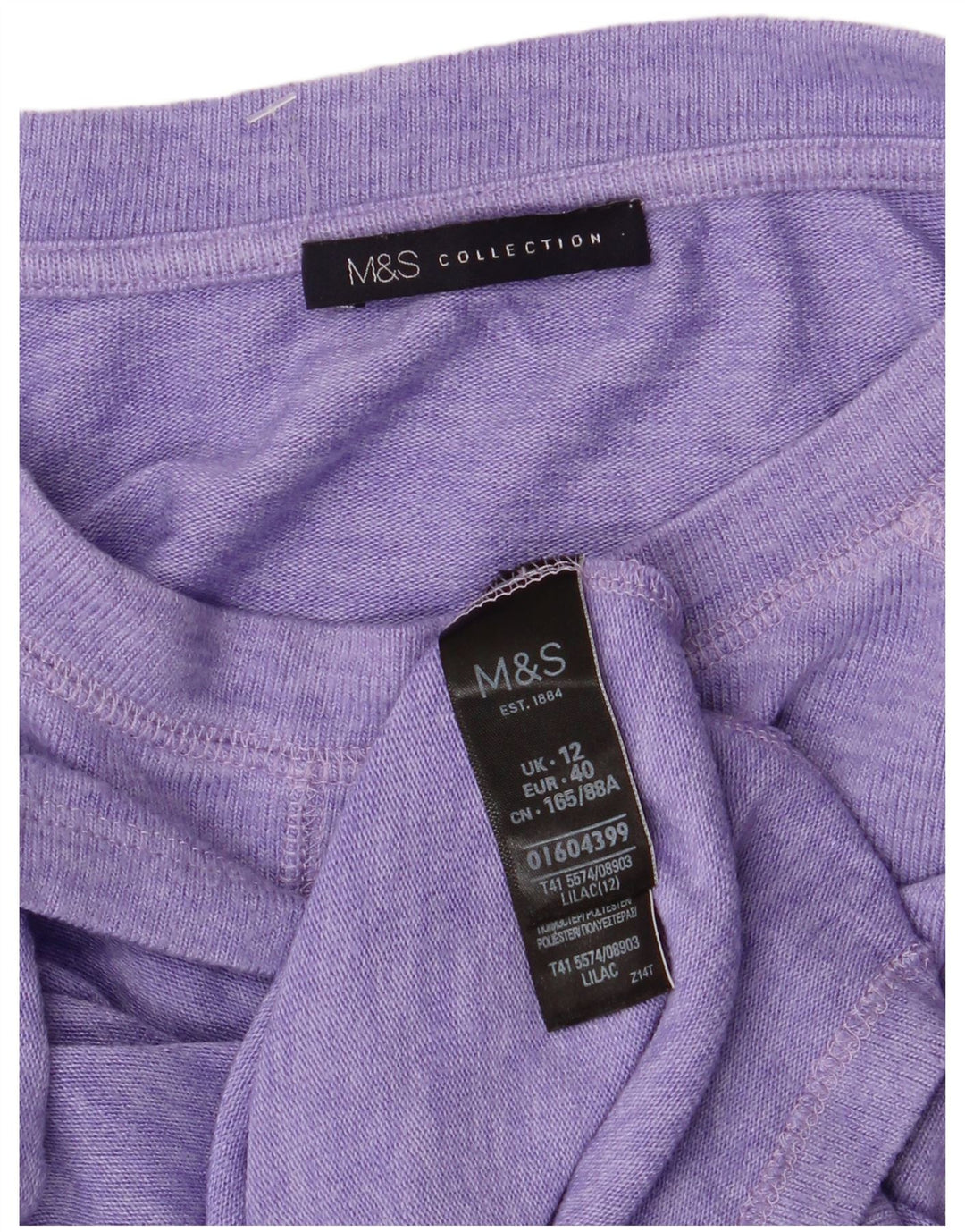 MARKS & SPENCER T-shirt top til kvinder UK 12 Medium Purple Viscose