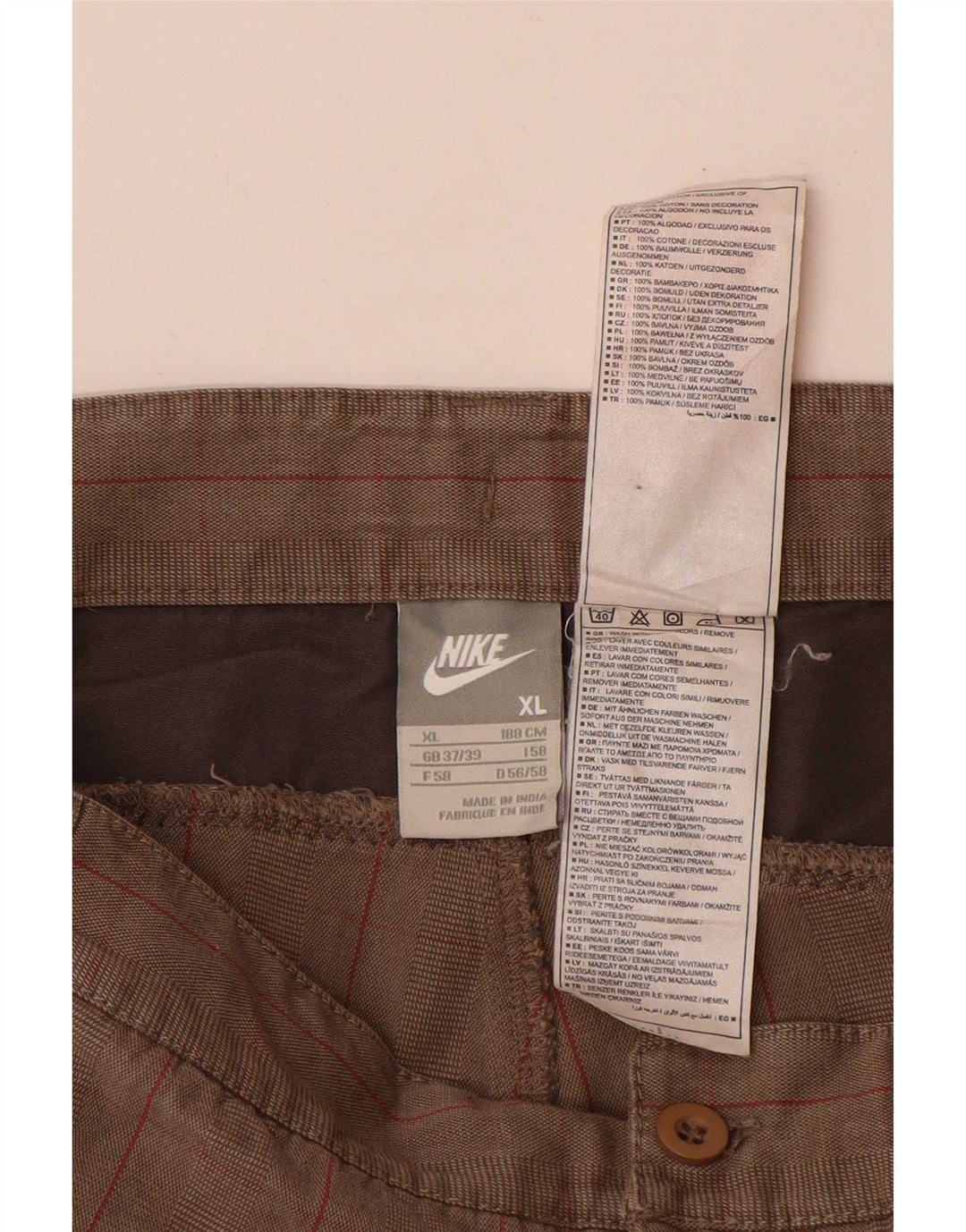 Nike Herre Cargo Shorts XL W38 Grå ternet bomuld