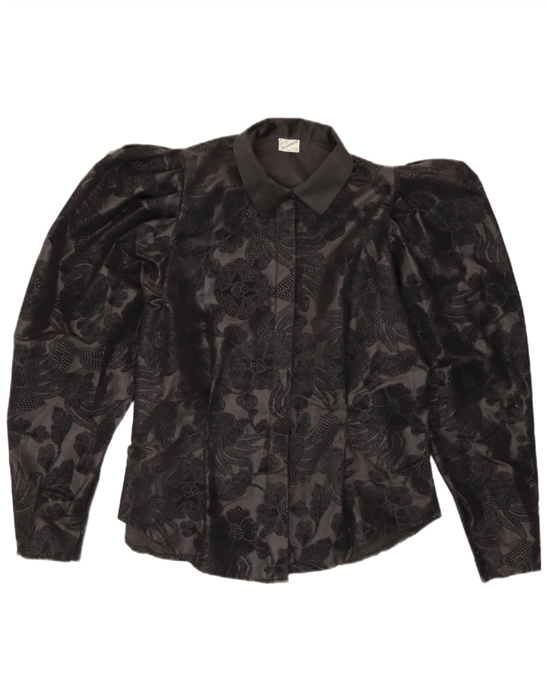 Primavera Firenze skjortebluse til kvinder UK 12 Medium Black Floral Polyester