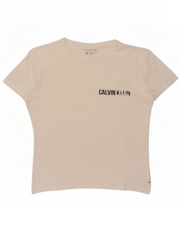Calvin Klein Jeans Womens Graphic T-Shirt Top UK 18 XL White