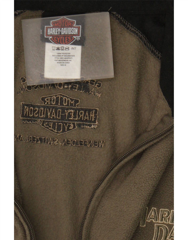Harley Davidson Herre Fleecejakke UK 38 Medium Khaki Colourblock Polyester