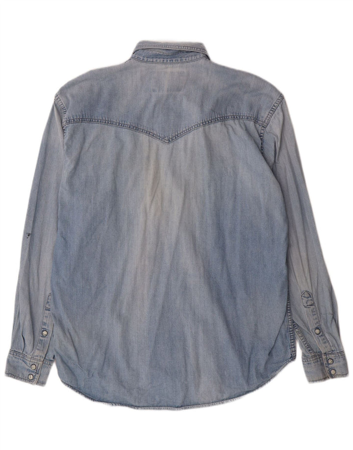 WRANGLER Denimskjorte til mænd Stor blå bomuld