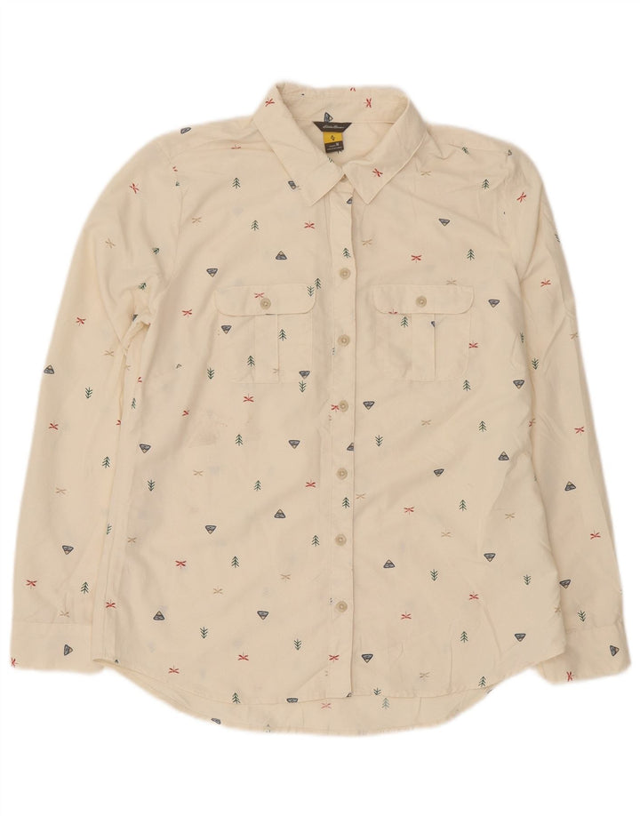 Eddie Bauer Dameskjorte UK 14 Medium Off White Plettet