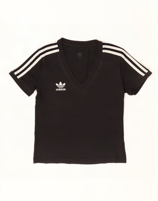 Adidas Dame T-Shirt Top UK 10 Small Black Bomuld