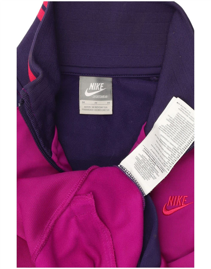 NIKE træningsdragt topjakke til kvinder UK 12 Medium Lilla Colourblock Polyester