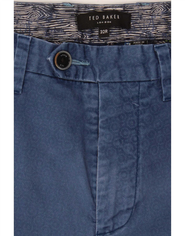 Ted Baker Herre Chino Shorts W32 Medium Blue Geometrisk Bomuld