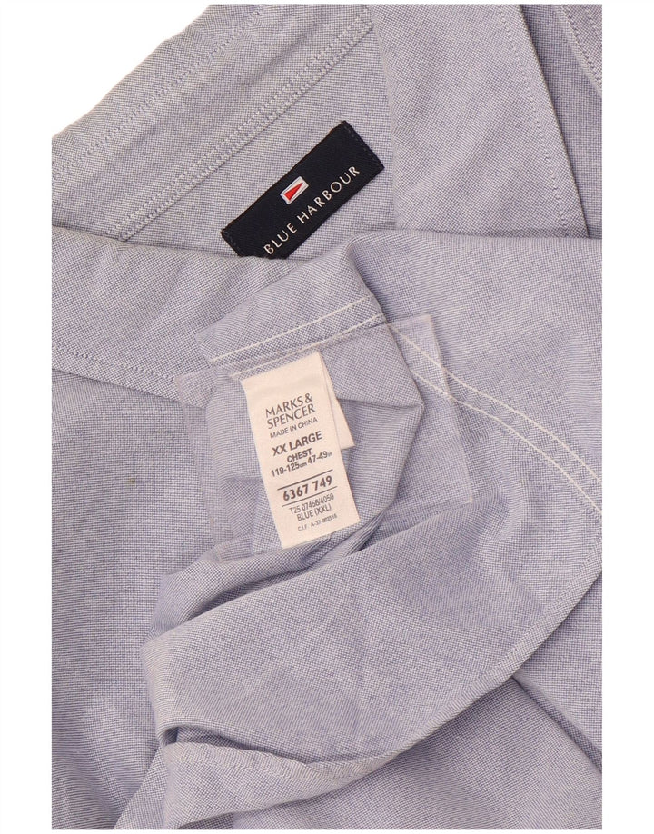 Marks & Spencer Kortærmet Herreskjorte 2XL Blå Bomuld