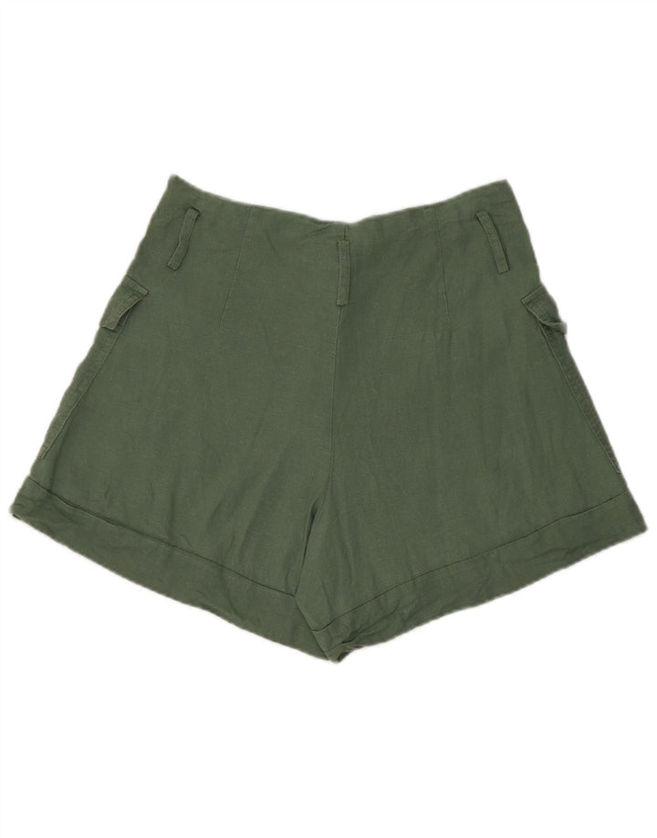 Zara Cargo Shorts til kvinder Small W26 Grøn hør