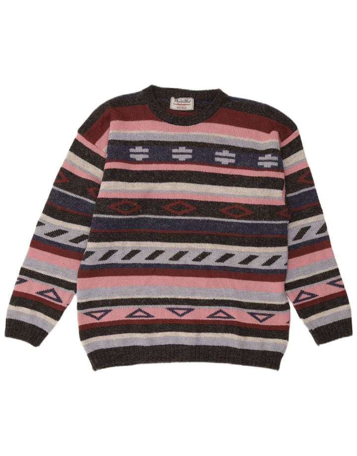 MULTIBLU Dame sweater med rund hals DK 18 XL Flerfarvet Aztec