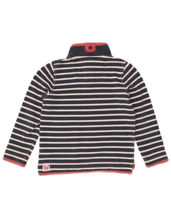 Fat Face Girls Sweatshirt Jumper 6-7 År Marineblå Stribet Bomuld