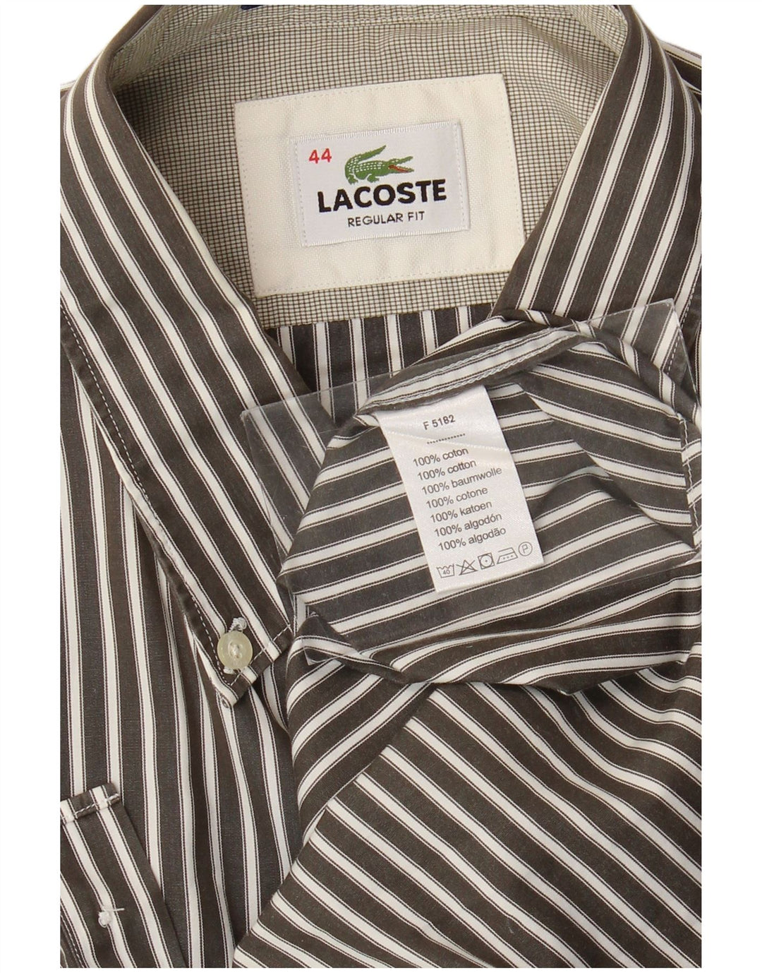 Lacoste Herre Regular Fit skjorte størrelse 44 XL Grå nålestribet bomuld
