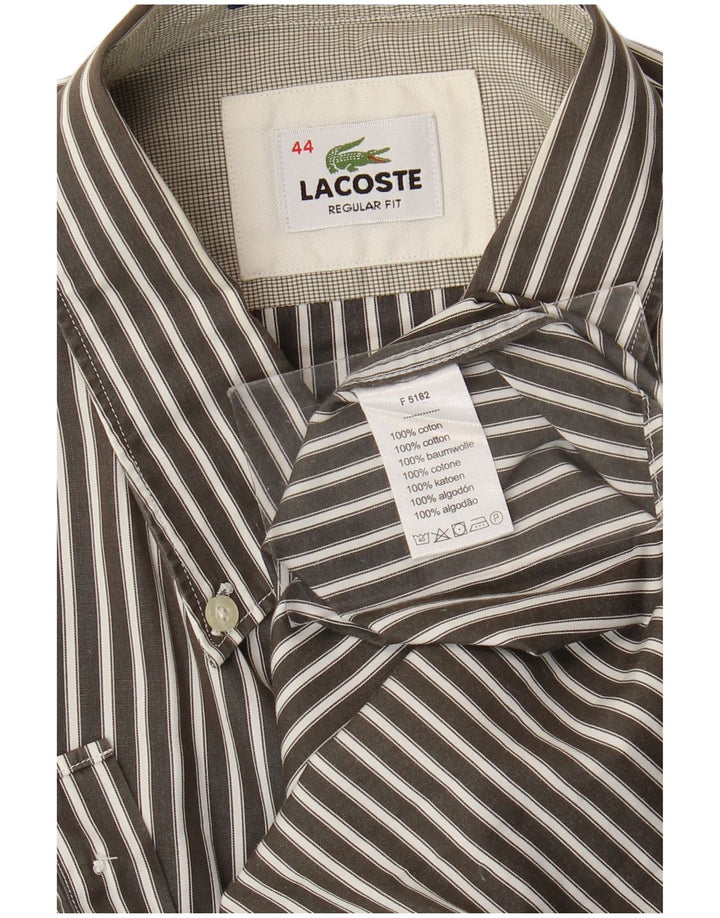 Lacoste Herre Regular Fit skjorte størrelse 44 XL Grå nålestribet bomuld