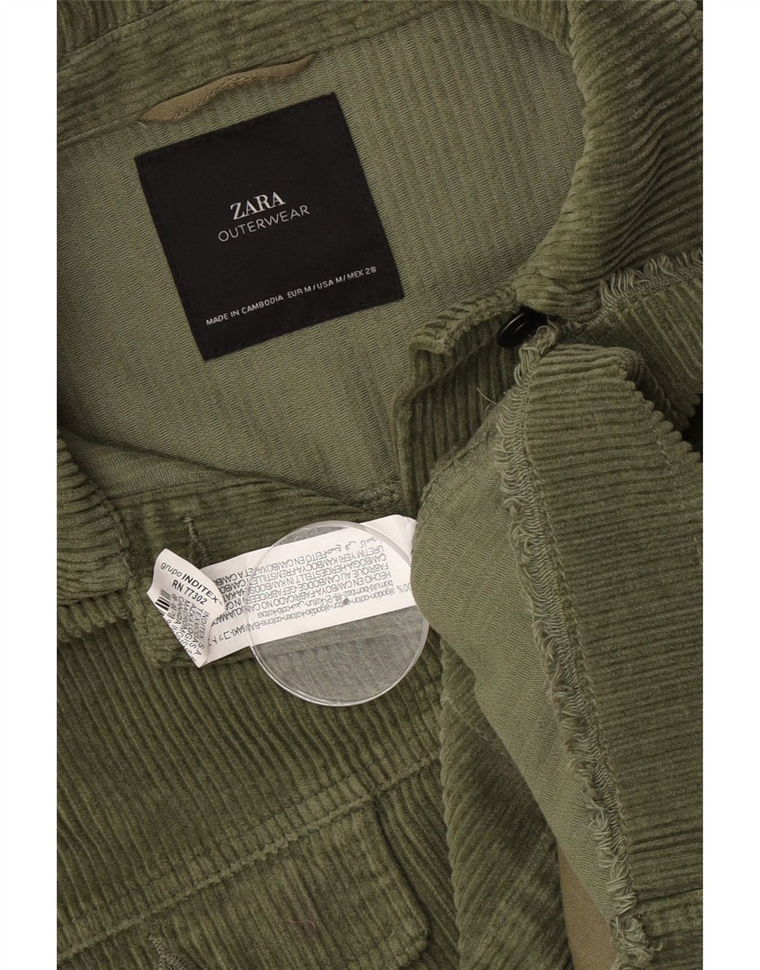 Zara Dame Oversized Corduroy Jacket UK 14 Medium Green Bomuld