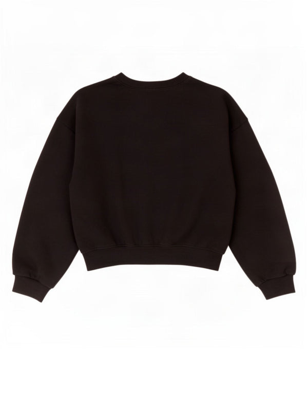Zara Womens Crop 3/4 ærmet oversize sweatshirt trøje UK 10 Small Black