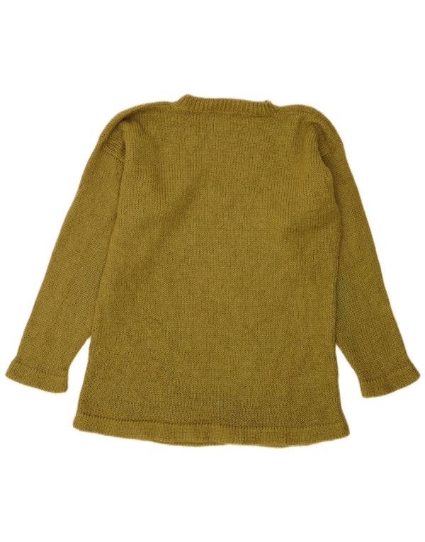 Vintage Kvinders Grafisk Crew Neck Jumper Sweater UK 10 Small Khaki