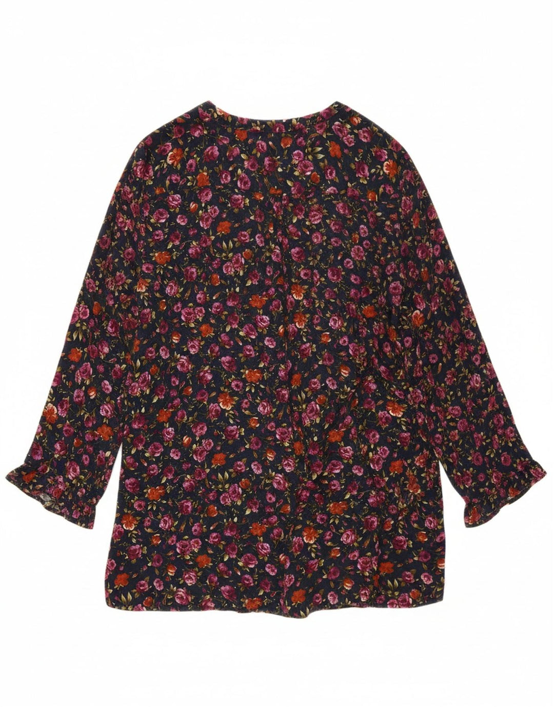 ZARA Womens Pullover 3/4 Sleeve Shirt Blouse UK 14 Medium Navy Blue Floral Vintage Zara and Second-Hand Zara from Messina Hembry 